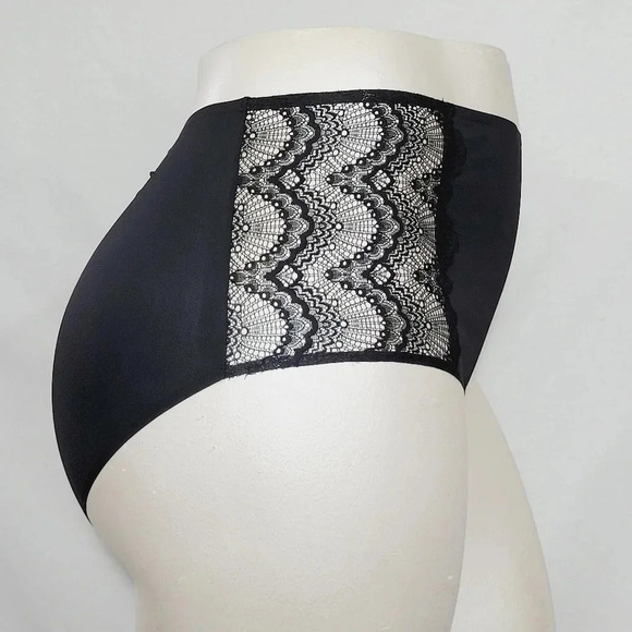 4X Ava & Viv High Waist Bonded Briefs with Lace Ebony Black NWT - Picture 2 of 7